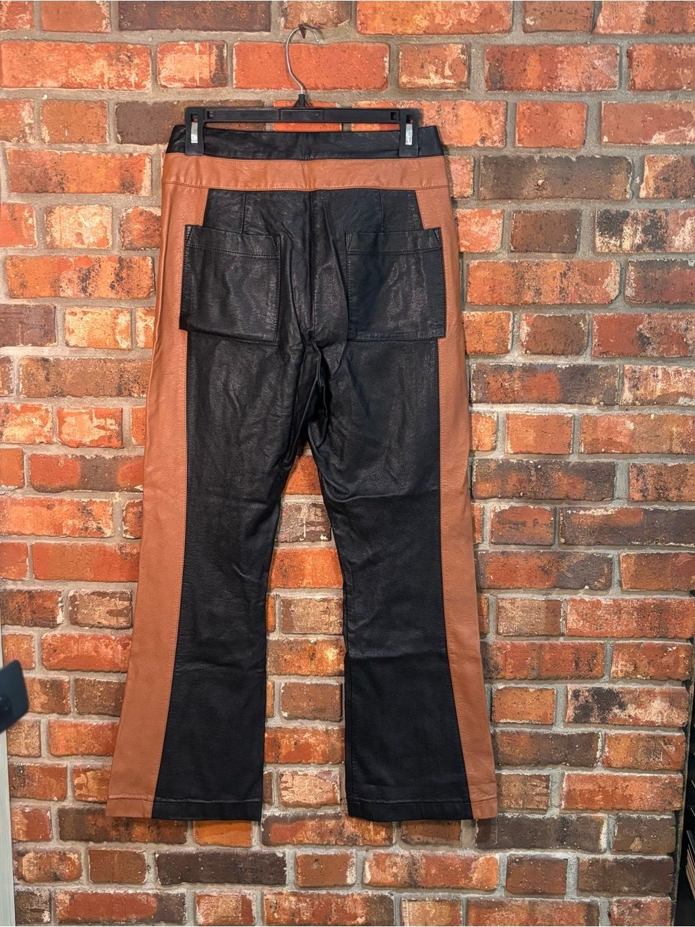 Alice Womens Two Toned Panels Leather High Waisted Pants Black/Brown M — image 3 of 5